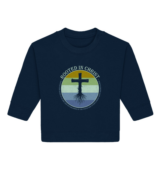 Verwurzelt in Christus | Christliche Kleidung - Baby Organic Sweatshirt - Kids & Babys - French Navy - GfoitMa