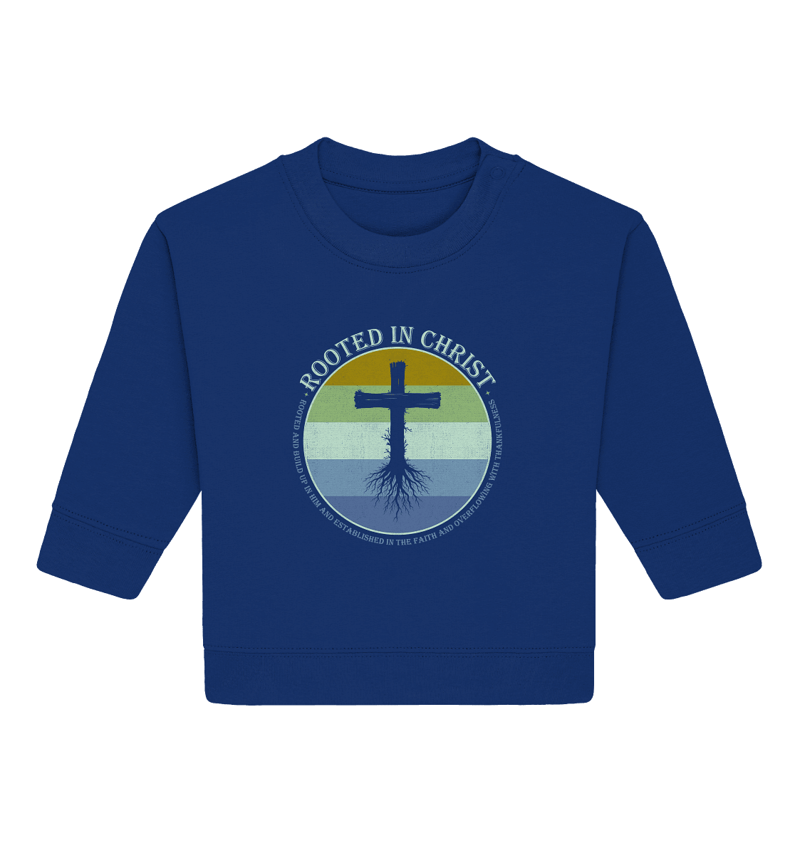 Verwurzelt in Christus | Christliche Kleidung - Baby Organic Sweatshirt - Kids & Babys - Majorelle Blue - GfoitMa