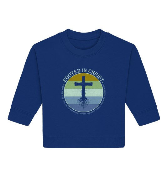Verwurzelt in Christus | Christliche Kleidung - Baby Organic Sweatshirt - Kids & Babys - Majorelle Blue - GfoitMa