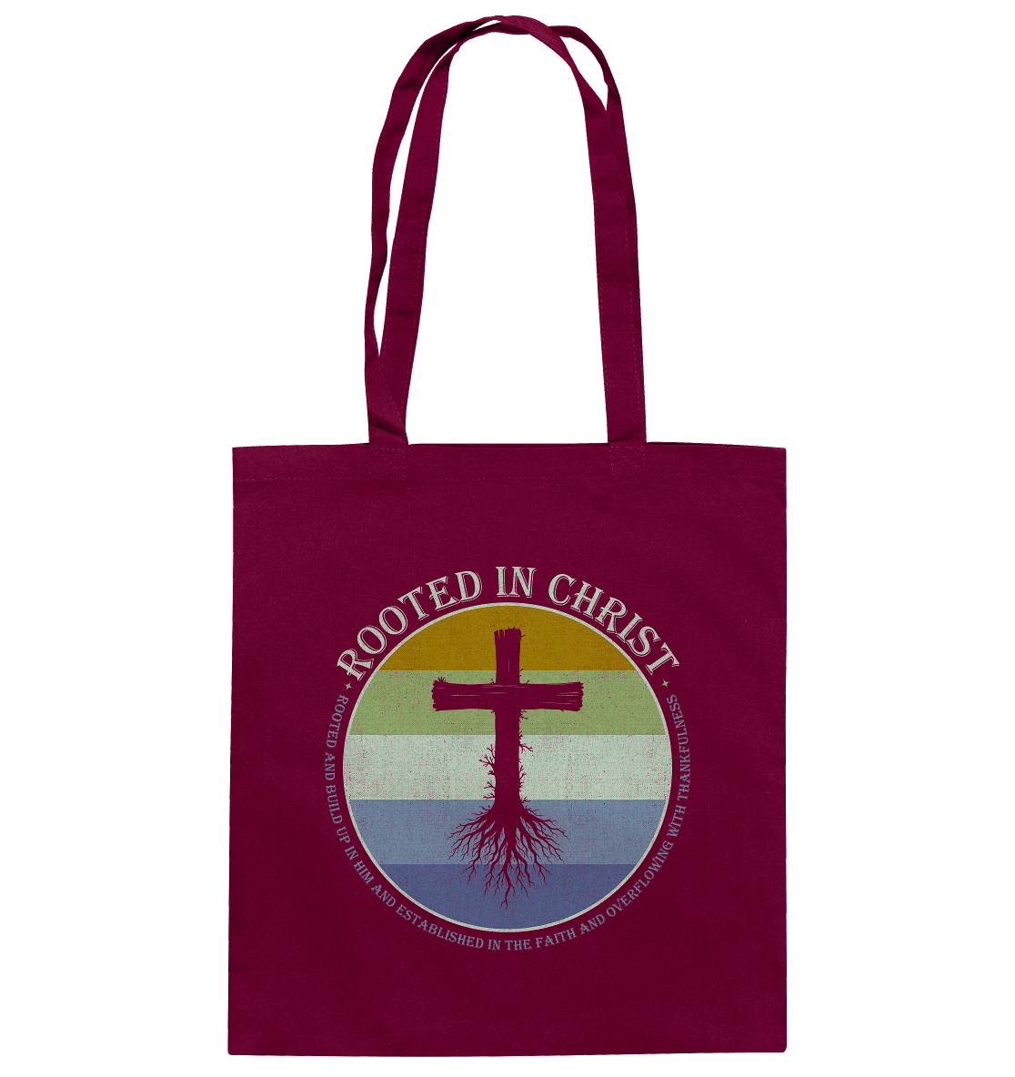 Verwurzelt in Christus | Christliche Kleidung - Baumwolltasche - Taschen - Burgundy - GfoitMa