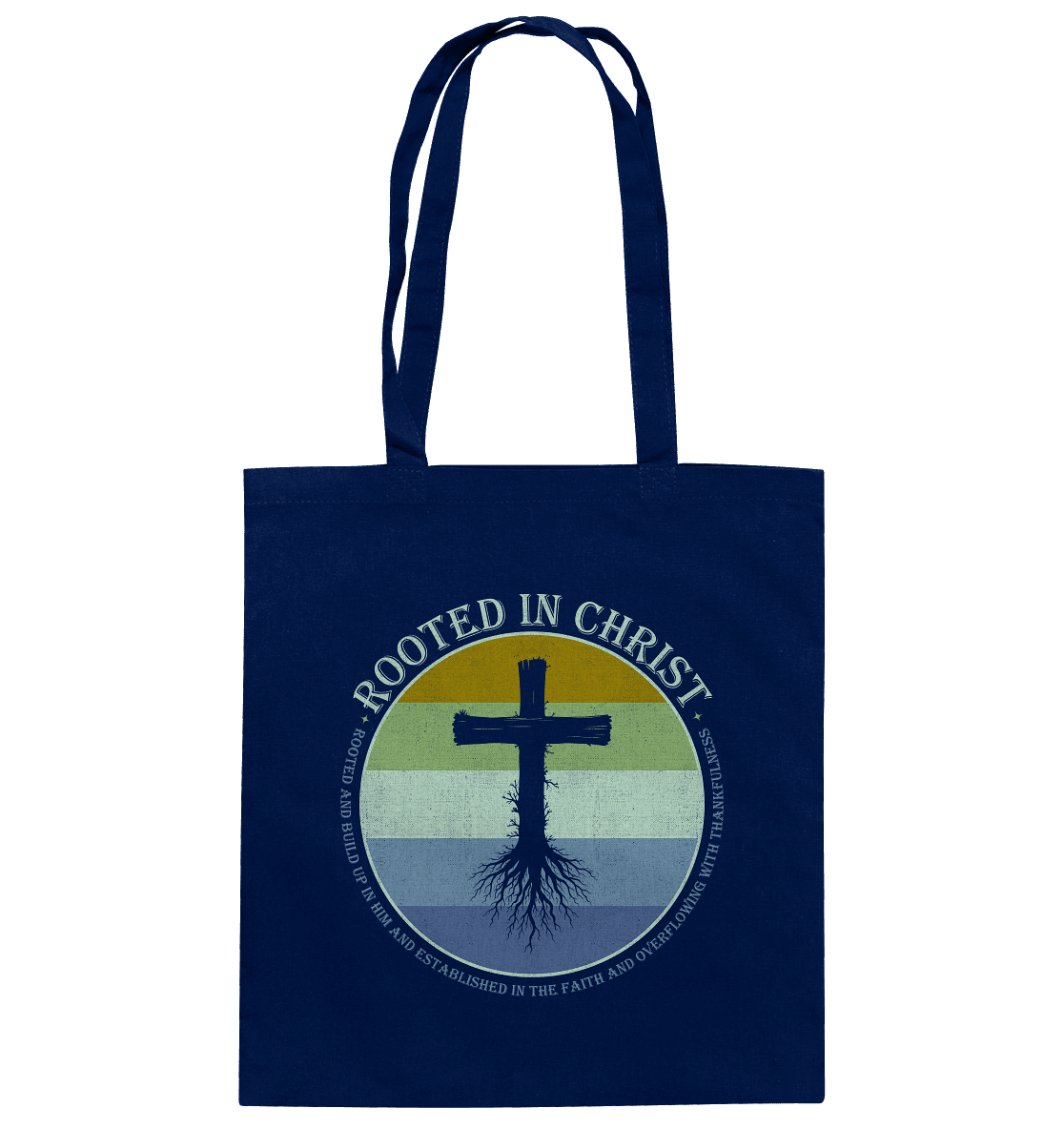 Verwurzelt in Christus | Christliche Kleidung - Baumwolltasche - Taschen - French Navy - GfoitMa