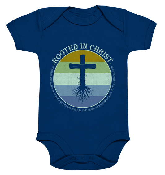 Verwurzelt in Christus | Christliche Kleidung - Organic Baby Bodysuit - Kids & Babys - Nautical Navy - GfoitMa
