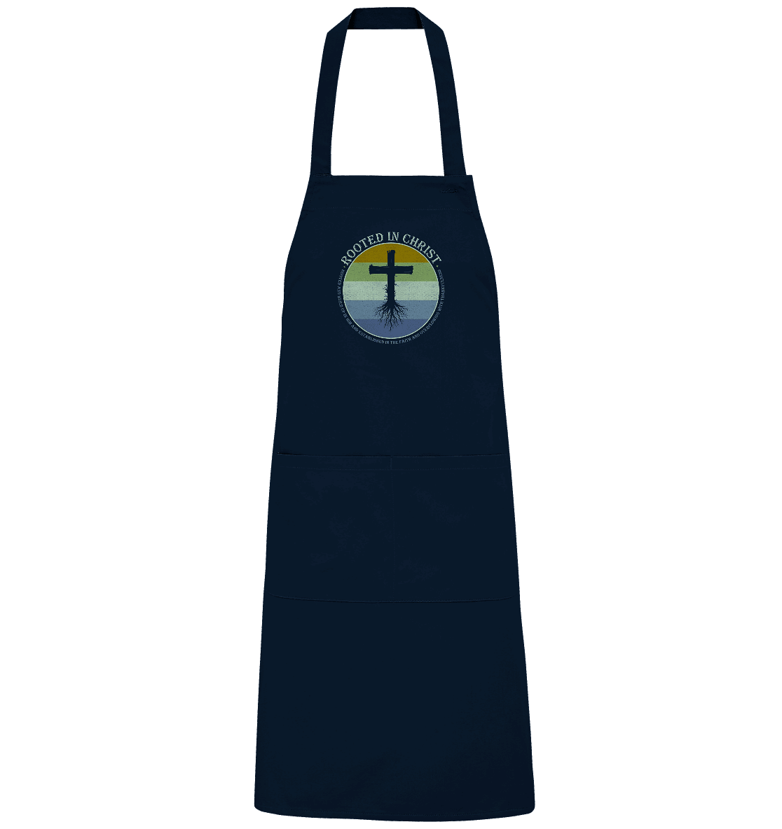 Verwurzelt in Christus | Christliche Kleidung - Organic Grillschürze - Home & Living - Navy - GfoitMa
