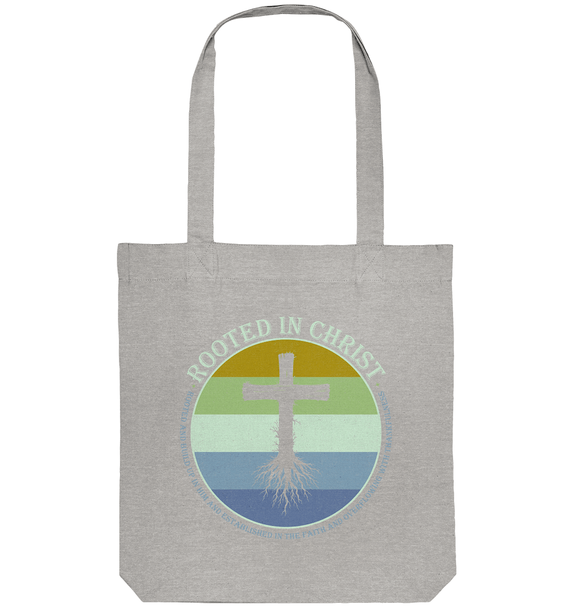 Verwurzelt in Christus | Christliche Kleidung - Organic Tote-Bag - Taschen - Heather Grey - GfoitMa