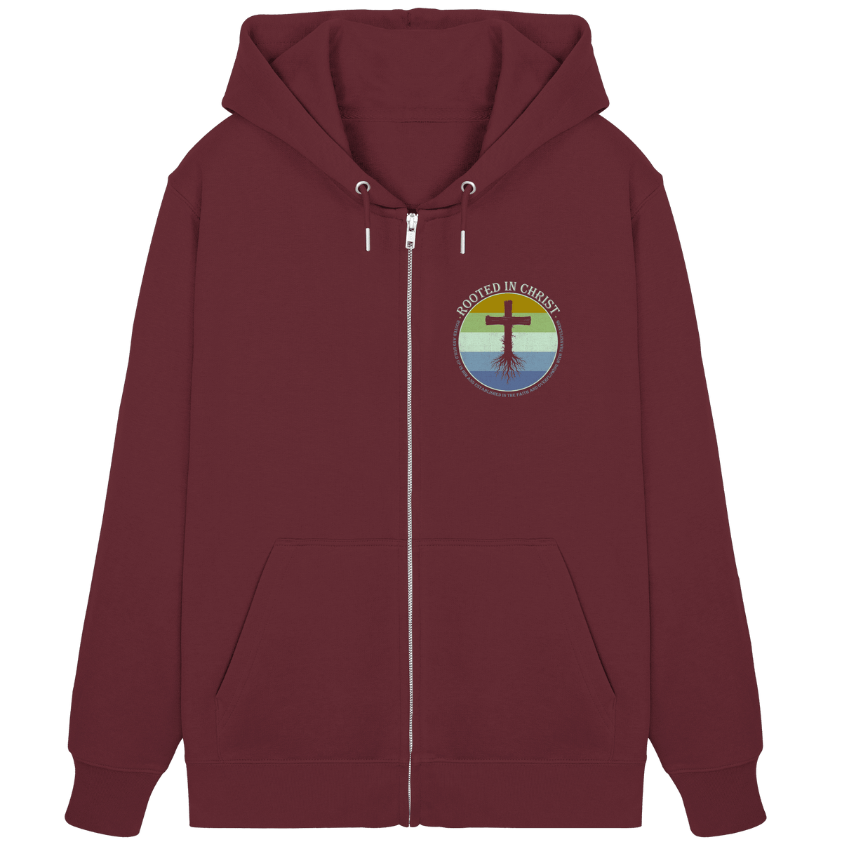 Verwurzelt in Christus | Christliche Kleidung - Organic Zipper - Jacken/ Zipper - Burgundy - GfoitMa