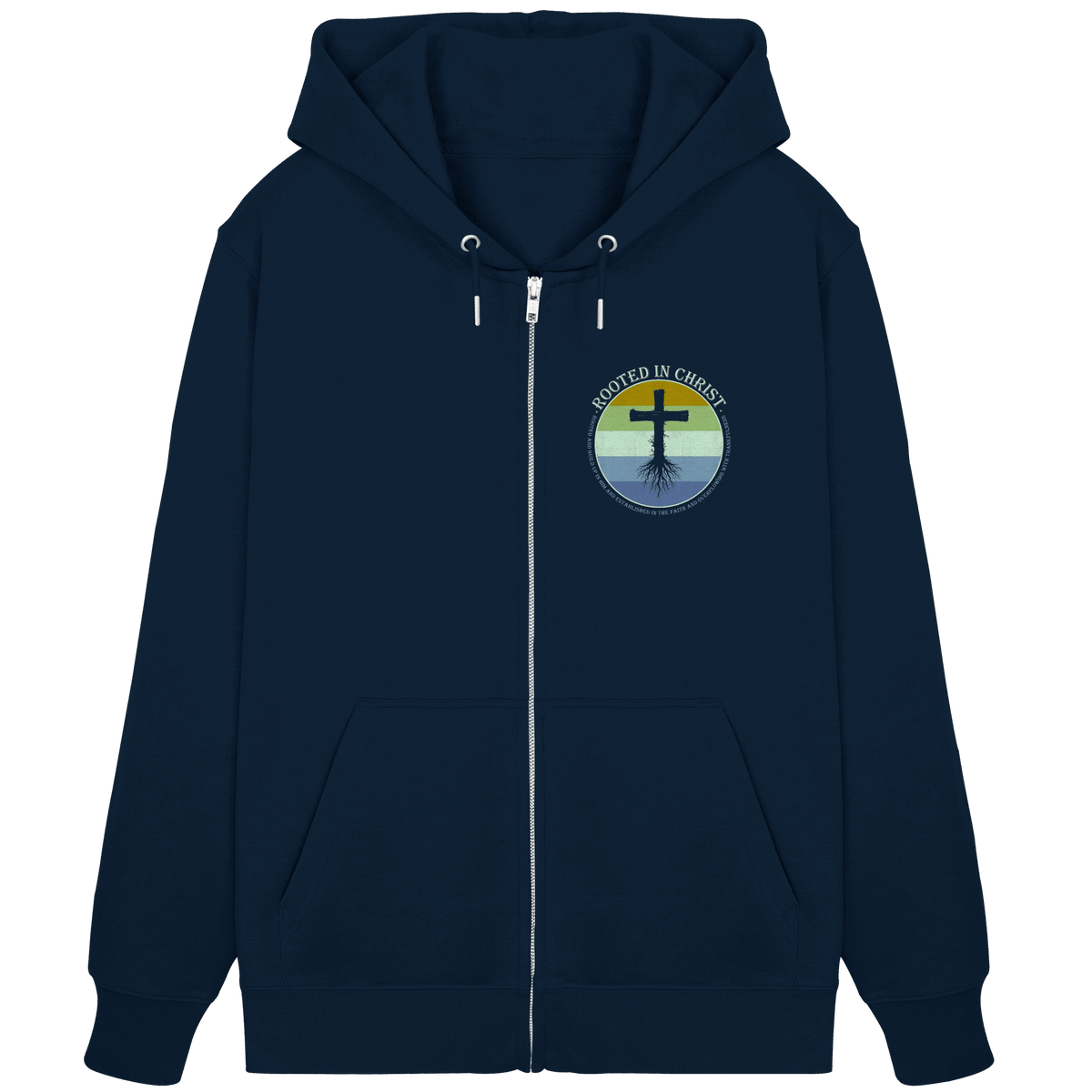 Verwurzelt in Christus | Christliche Kleidung - Organic Zipper - Jacken/ Zipper - French Navy - GfoitMa