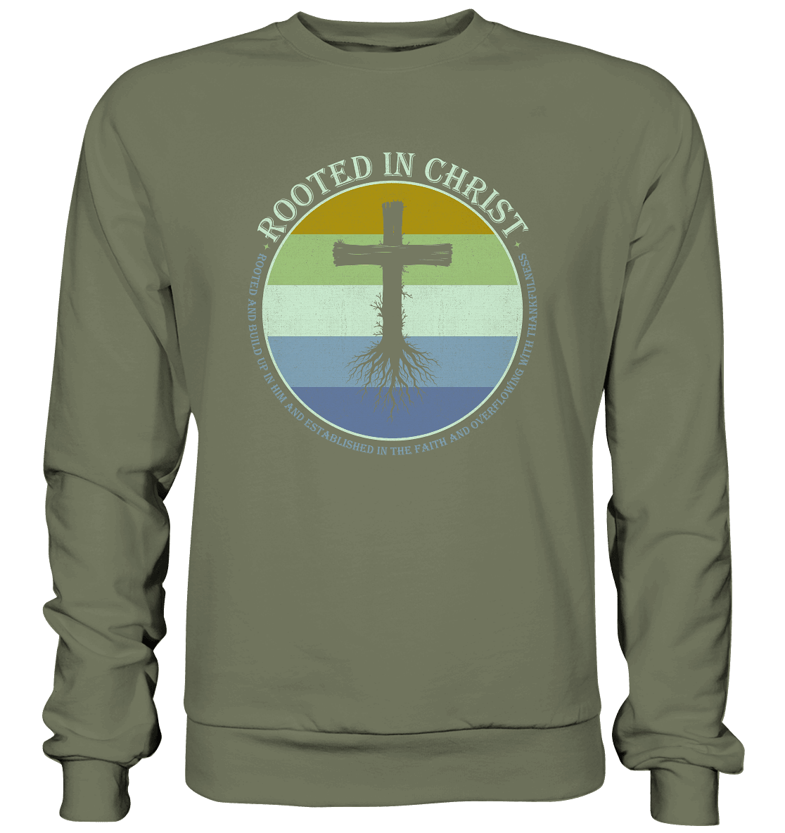 Verwurzelt in Christus | Christliche Kleidung - Premium Sweatshirt - Sweatshirts - Classic Olive - GfoitMa