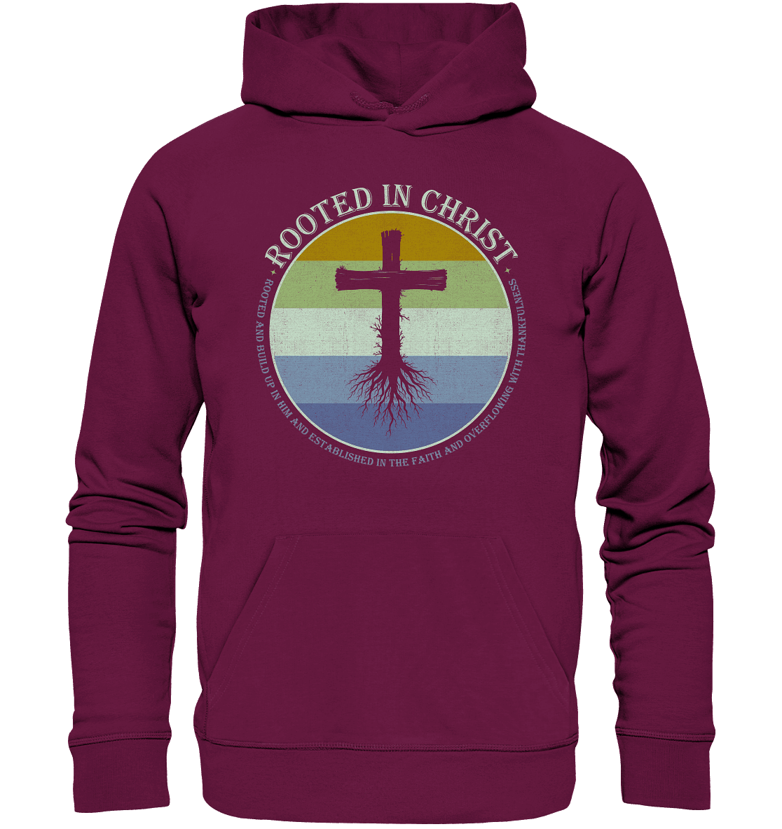 Verwurzelt in Christus | Christliche Kleidung - Premium Unisex Hoodie - Hoodies - Burgund - GfoitMa