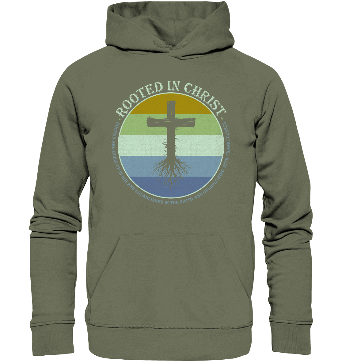 Verwurzelt in Christus | Christliche Kleidung - Premium Unisex Hoodie - Hoodies - Classic Olive - GfoitMa