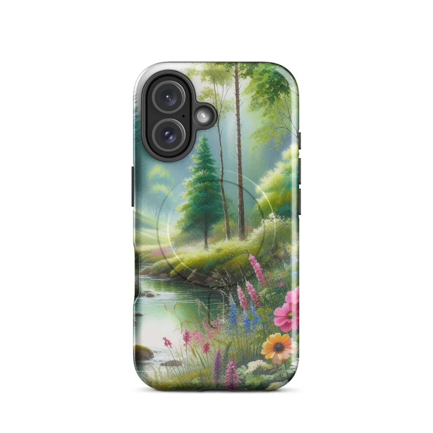 Wald in Wasserfarben - Hardcase iPhone®-Hülle mit MagSafe® - iPhone 16 - GfoitMa