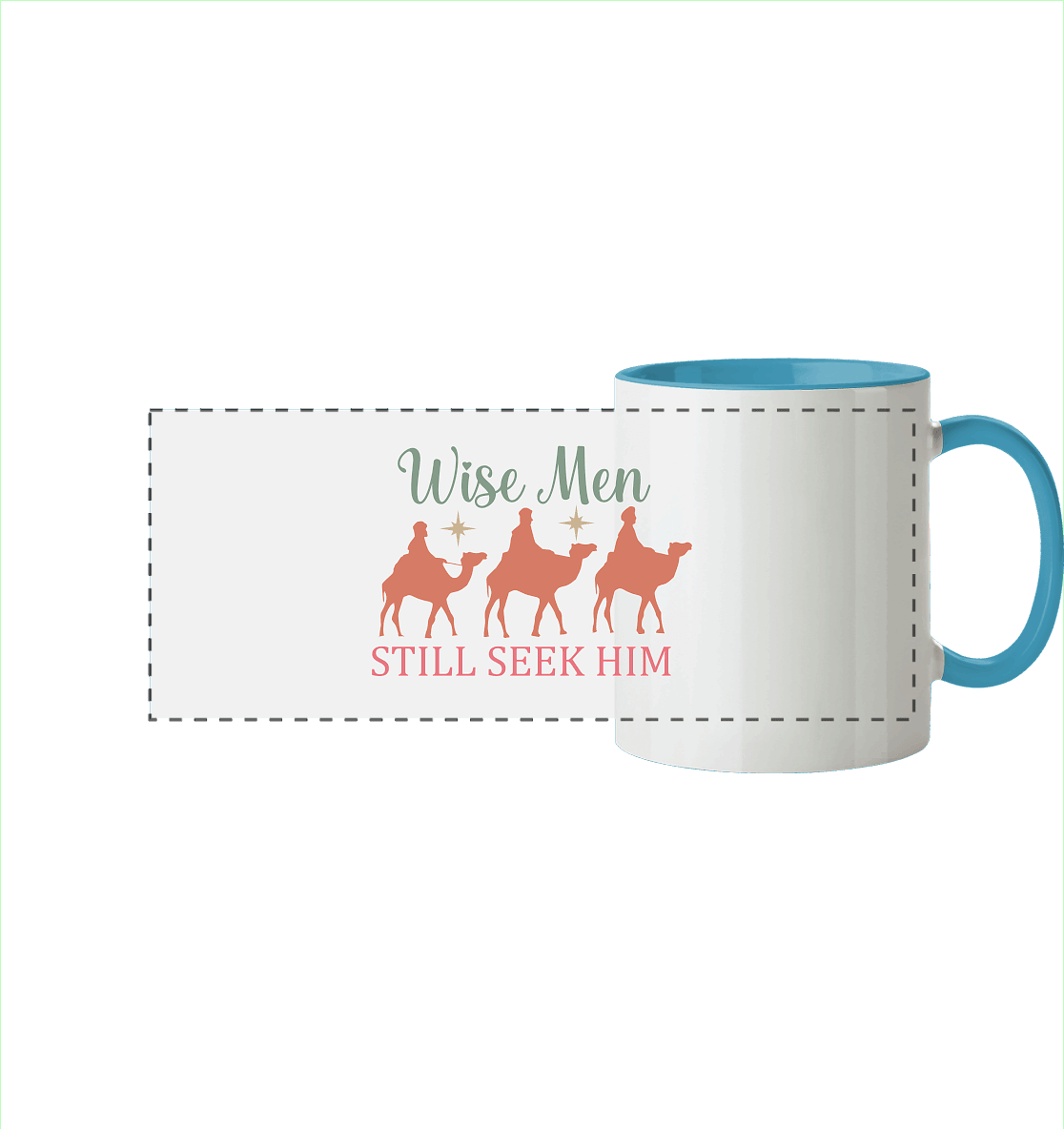Weise Männer suchen ihn noch immer | Christliches Design mit den 3 Weisen - Panorama Tasse zweifarbig - Trinkgefäße - Hellblau - GfoitMa