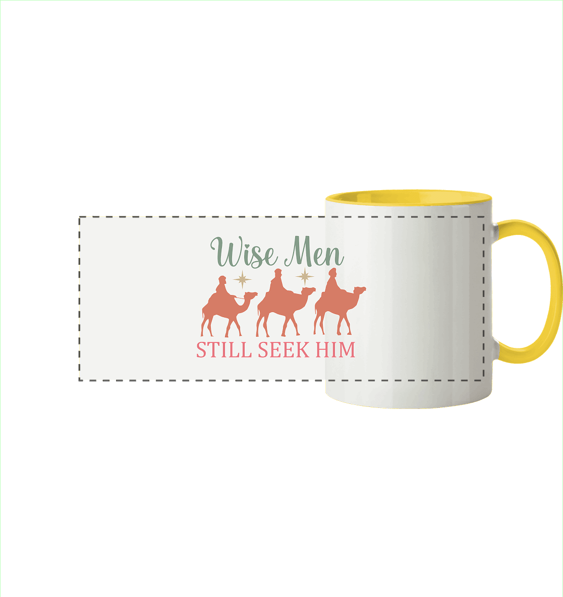 Weise Männer suchen ihn noch immer | Christliches Design mit den 3 Weisen - Panorama Tasse zweifarbig - Trinkgefäße - Hellgelb - GfoitMa