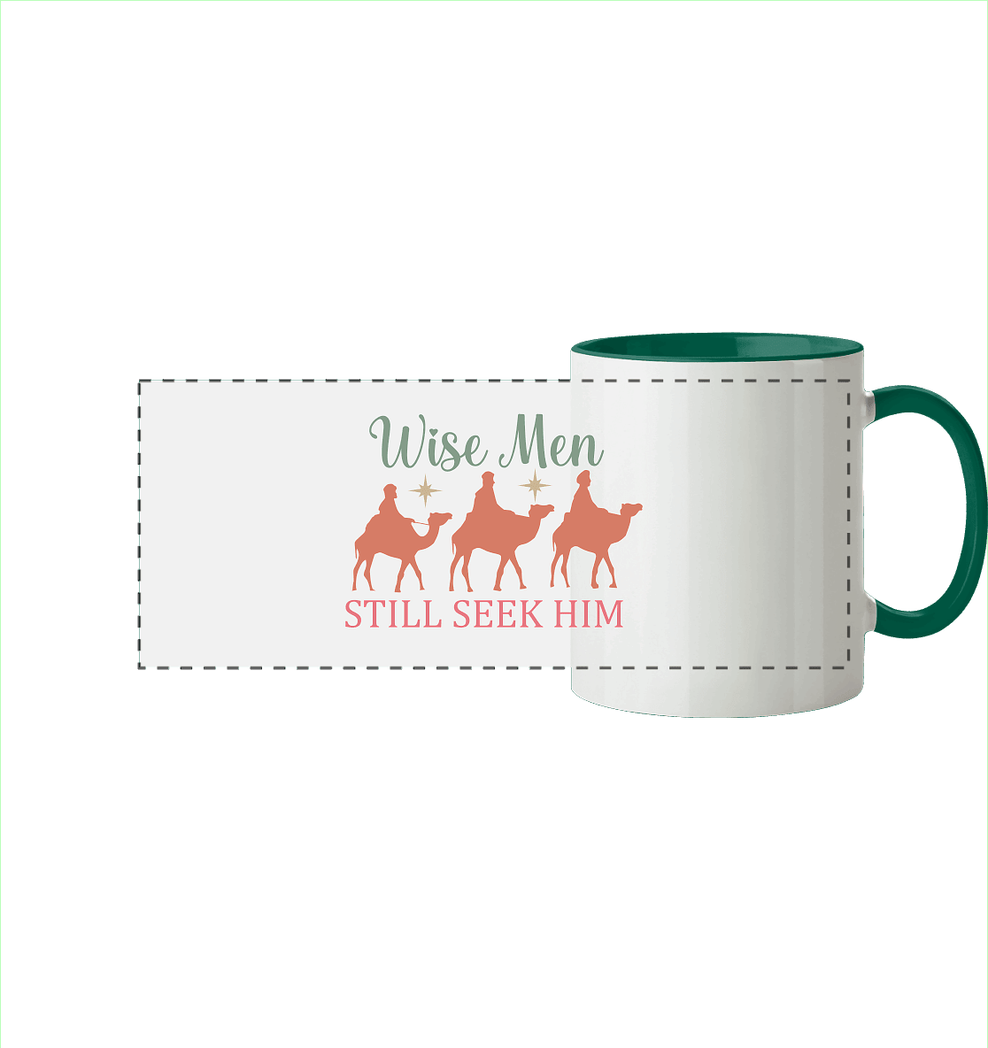 Weise Männer suchen ihn noch immer | Christliches Design mit den 3 Weisen - Panorama Tasse zweifarbig - Trinkgefäße - Dunkelgrün - GfoitMa