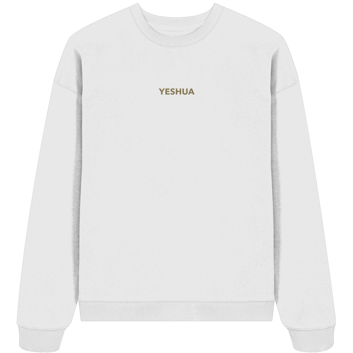 YESHUA – Der Name über allen Namen | Christliche Kleidung - Organic Oversize Sweatshirt (Stick) - Sweatshirts - White - GfoitMa