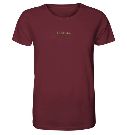 YESHUA – Der Name über allen Namen | Christliche Kleidung - Organic Shirt (Stick) - Unisex-Shirts - Burgundy - GfoitMa