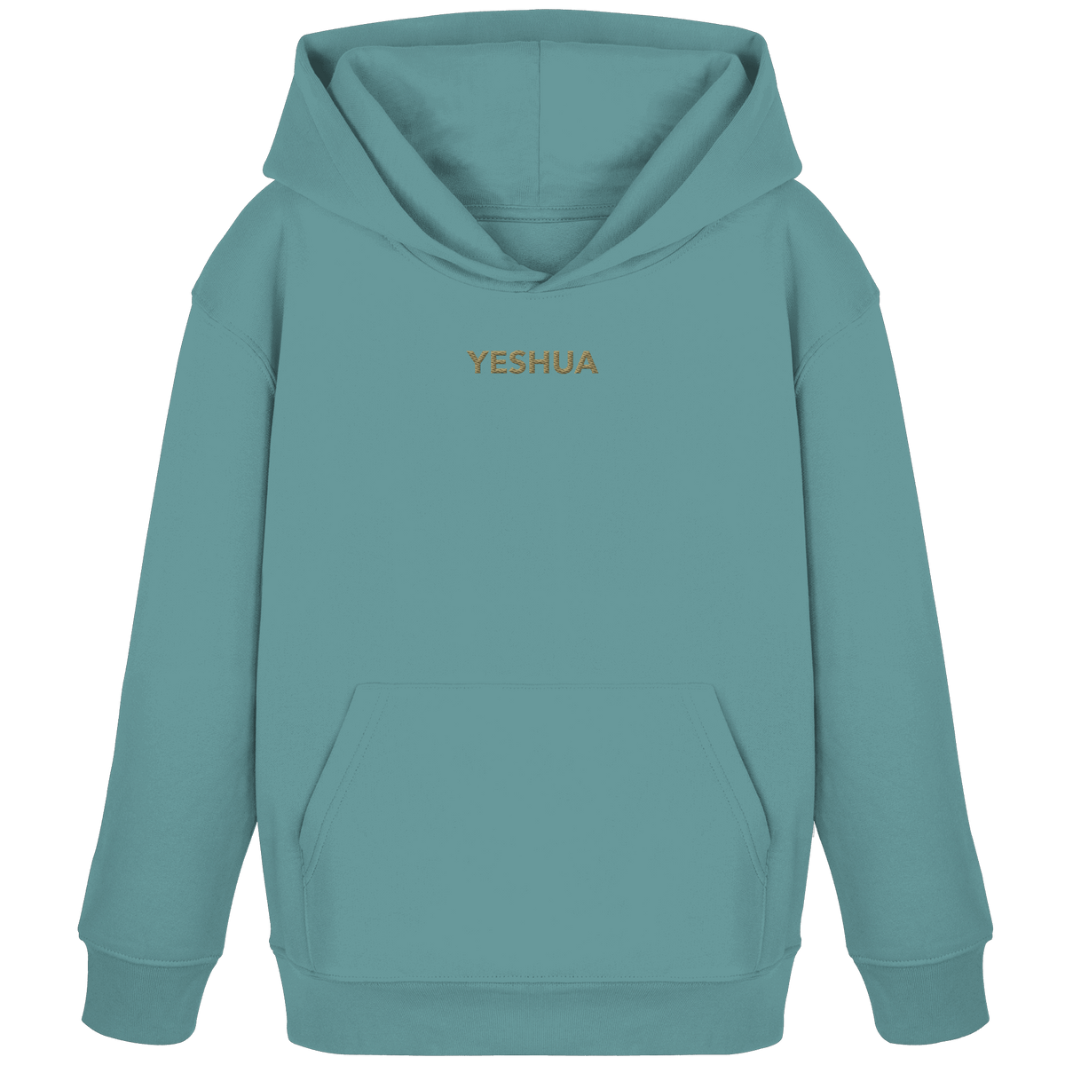YESHUA – Der Name über allen Namen (Stick) | Christliche Kleidung - Kids Organic Hoodie - Kids & Babys - Teal Monstera - GfoitMa