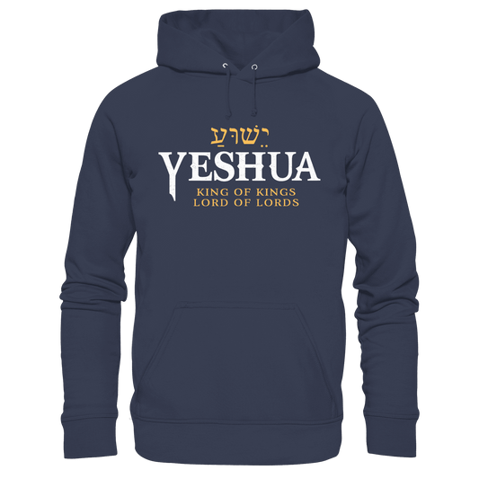 Yeshua – King of Kings, Lord of Lords | Christliches Design mit dem Namen Jesu - Premium Unisex Hoodie - Hoodies - Deep Navy - GfoitMa