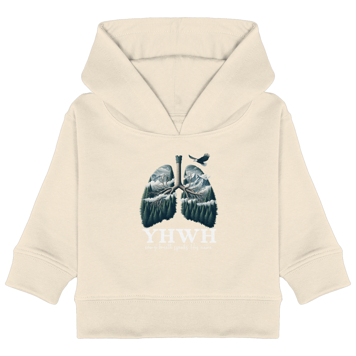 YHWH – Every Breath Speaks His Name | Atem des Lebens | Christliches Design - Baby Organic Hoodie - Kids & Babys - Natural Raw - GfoitMa