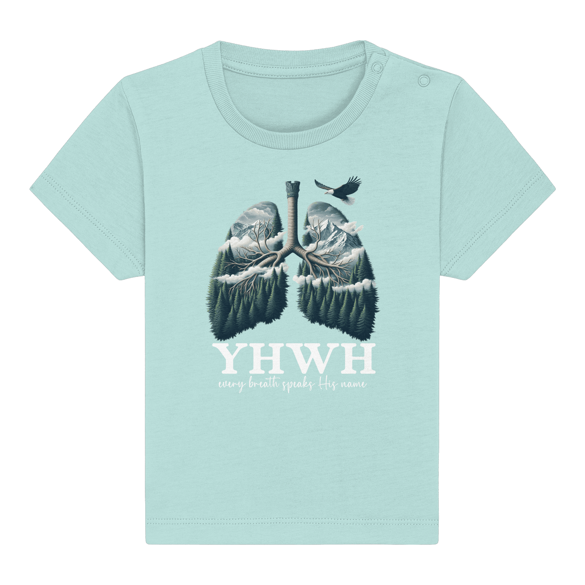 YHWH – Every Breath Speaks His Name | Atem des Lebens | Christliches Design - Baby Organic Shirt - Kids & Babys - Caribbean Blue - GfoitMa