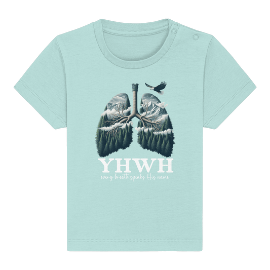 YHWH – Every Breath Speaks His Name | Atem des Lebens | Christliches Design - Baby Organic Shirt - Kids & Babys - Caribbean Blue - GfoitMa