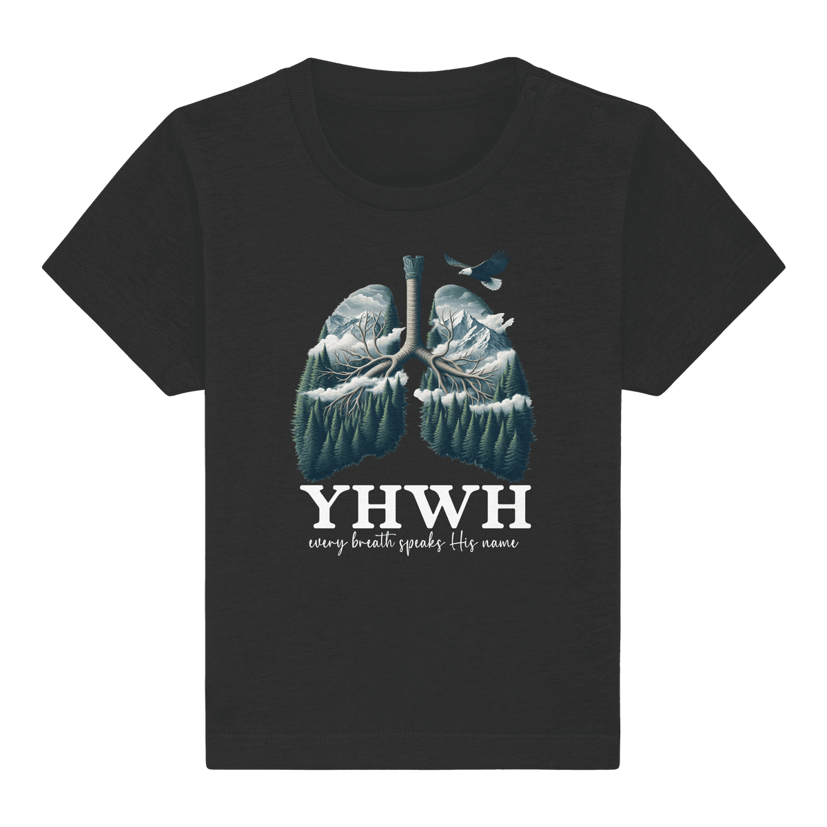 YHWH – Every Breath Speaks His Name | Atem des Lebens | Christliches Design - Baby Organic Shirt - Kids & Babys - Black - GfoitMa