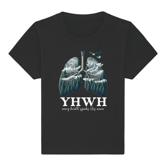 YHWH – Every Breath Speaks His Name | Atem des Lebens | Christliches Design - Baby Organic Shirt - Kids & Babys - Black - GfoitMa