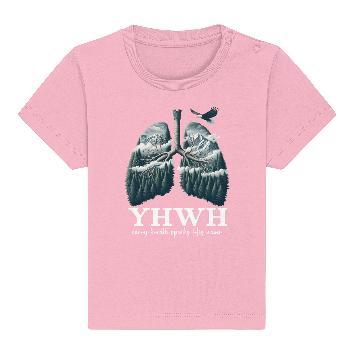 YHWH – Every Breath Speaks His Name | Atem des Lebens | Christliches Design - Baby Organic Shirt - Kids & Babys - Cotton Pink - GfoitMa
