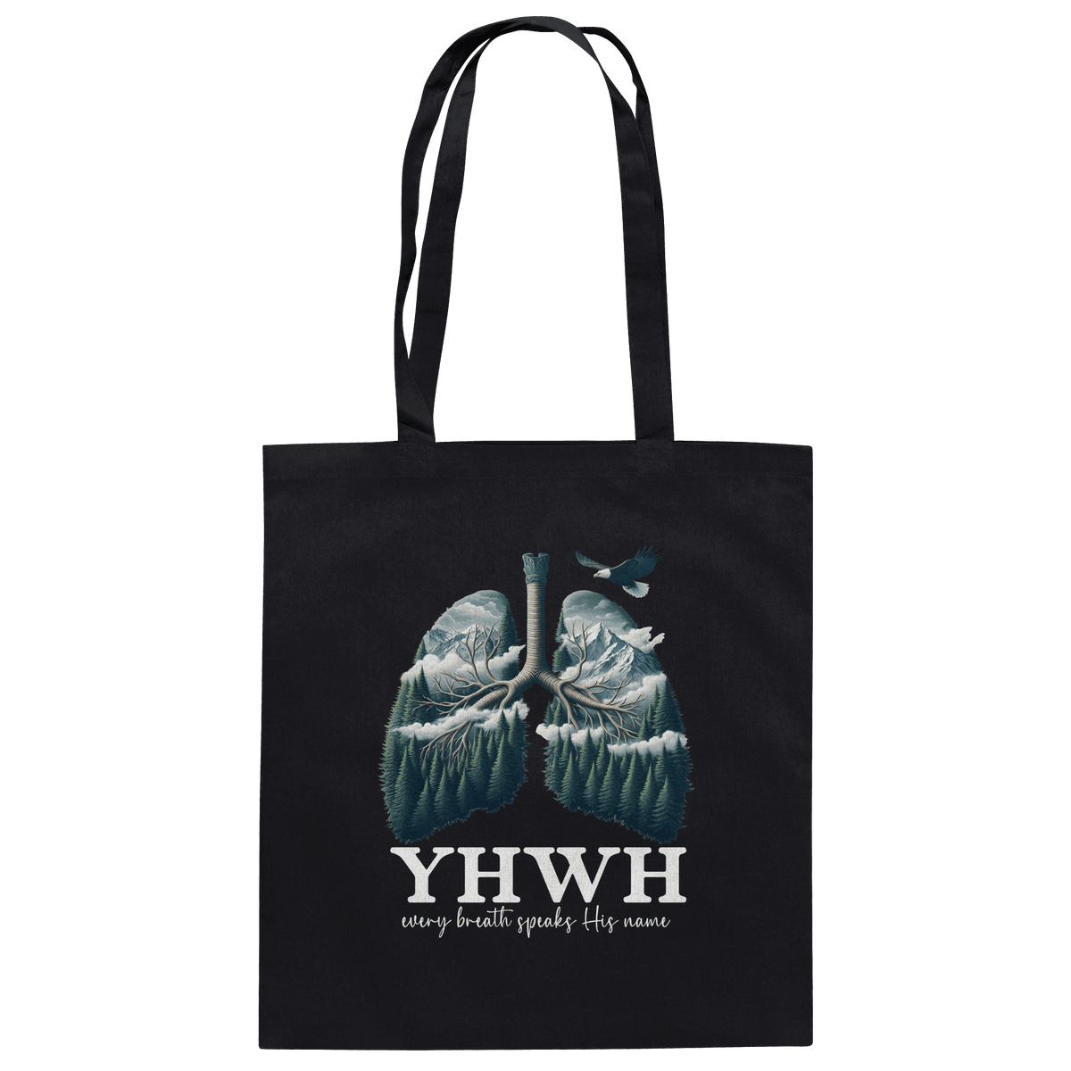 YHWH – Every Breath Speaks His Name | Atem des Lebens | Christliches Design - Baumwolltasche - Taschen - Black - GfoitMa