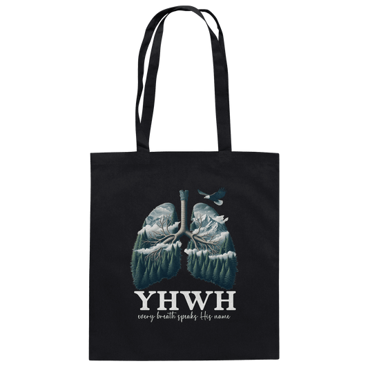 YHWH – Every Breath Speaks His Name | Atem des Lebens | Christliches Design - Baumwolltasche - Taschen - Black - GfoitMa