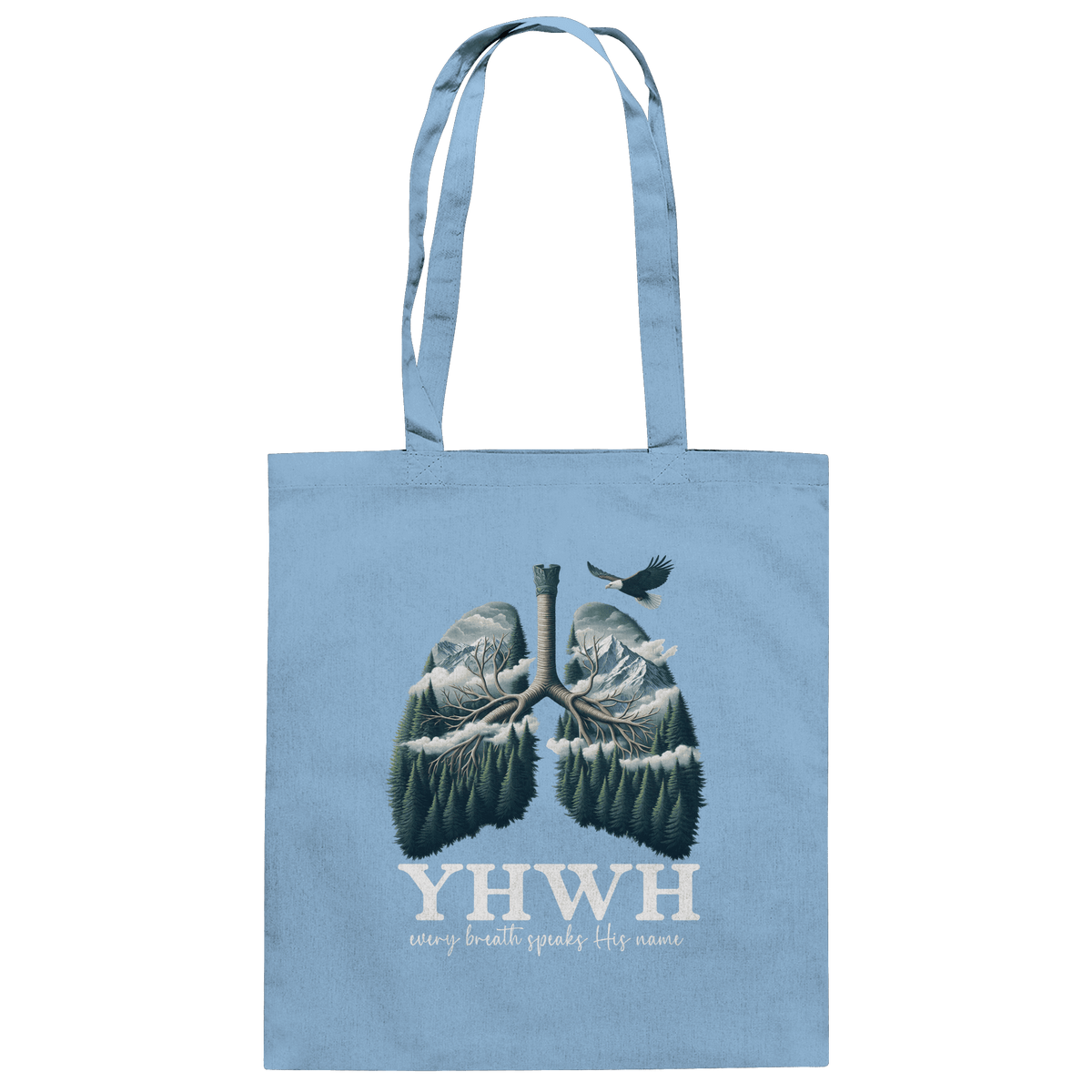 YHWH – Every Breath Speaks His Name | Atem des Lebens | Christliches Design - Baumwolltasche - Taschen - Sky Blue - GfoitMa