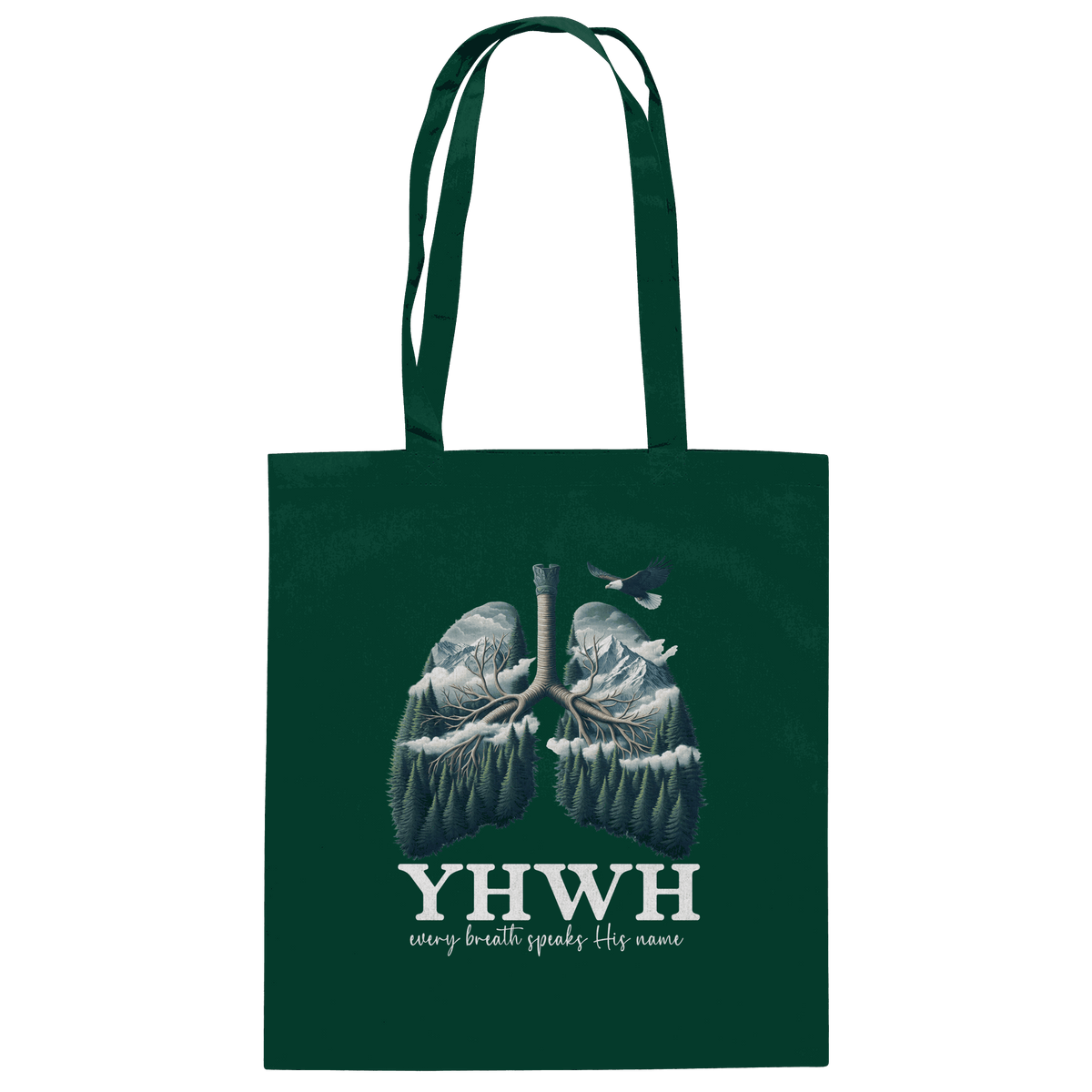 YHWH – Every Breath Speaks His Name | Atem des Lebens | Christliches Design - Baumwolltasche - Taschen - Bottle Green - GfoitMa