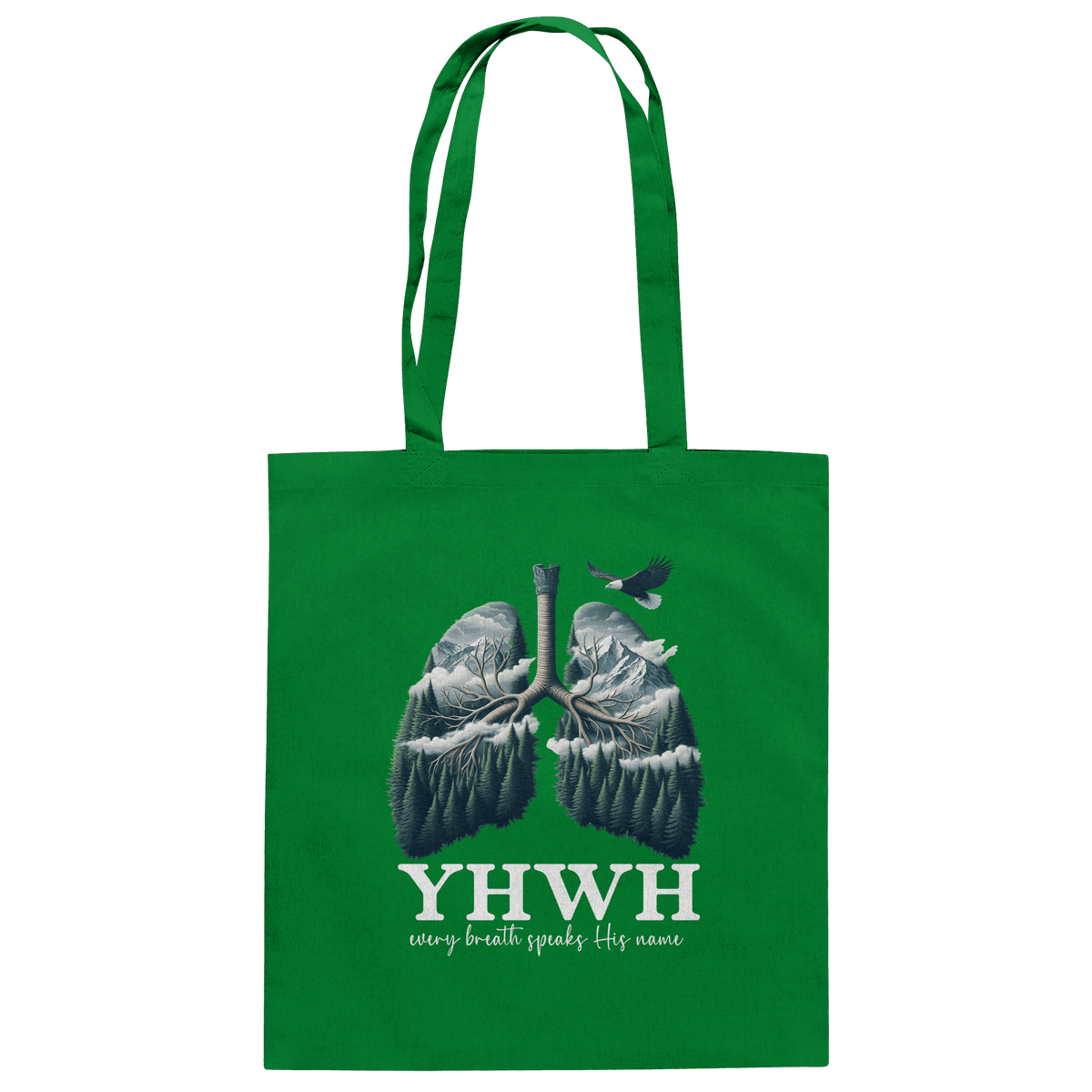 YHWH – Every Breath Speaks His Name | Atem des Lebens | Christliches Design - Baumwolltasche - Taschen - Kelly Green - GfoitMa