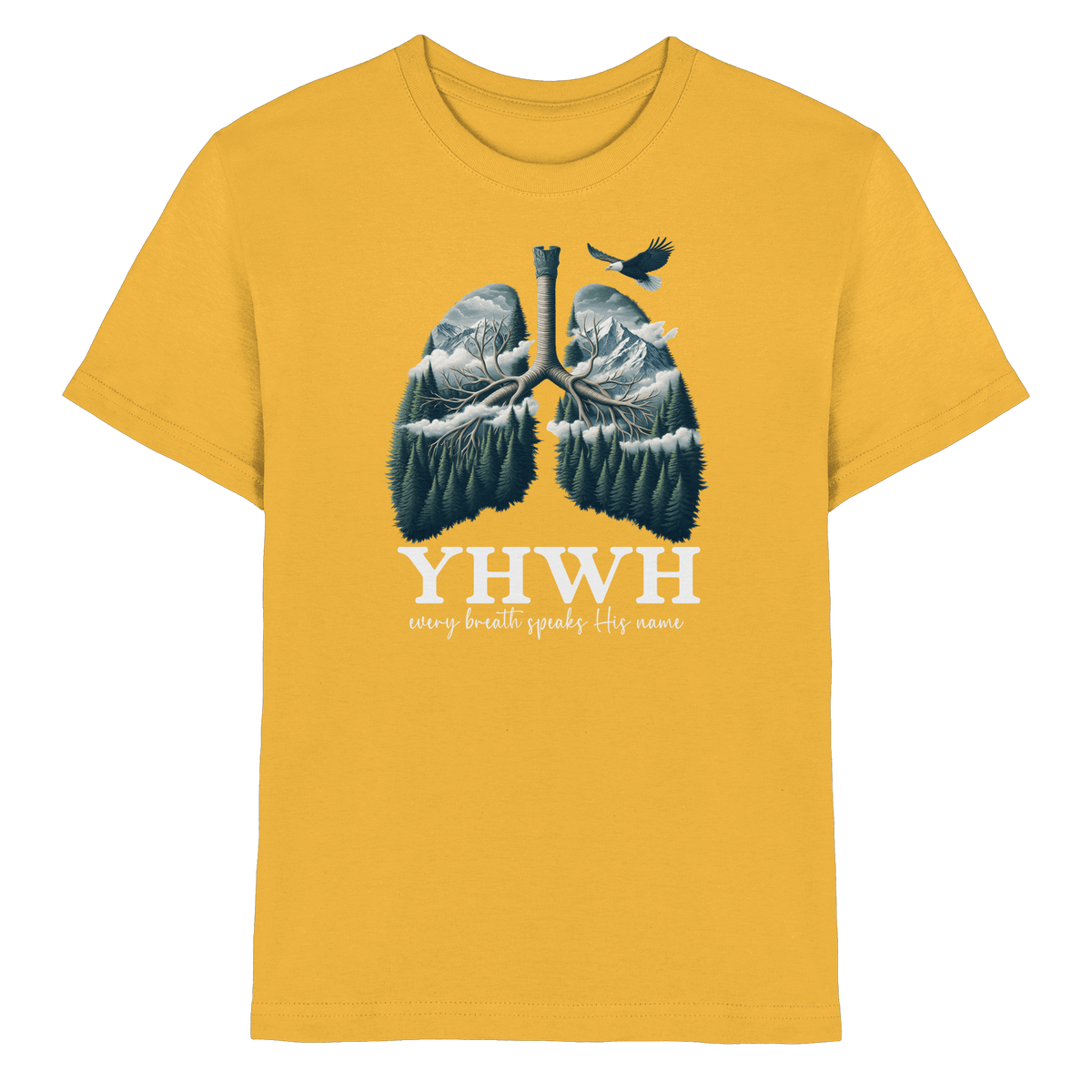 YHWH – Every Breath Speaks His Name | Atem des Lebens | Christliches Design - Kids Premium Shirt - Kids & Babys - Gold - GfoitMa