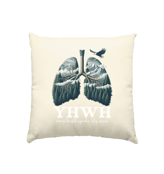 YHWH – Every Breath Speaks His Name | Atem des Lebens | Christliches Design - Kissen natur 40x40cm - Home & Living - Natur - GfoitMa