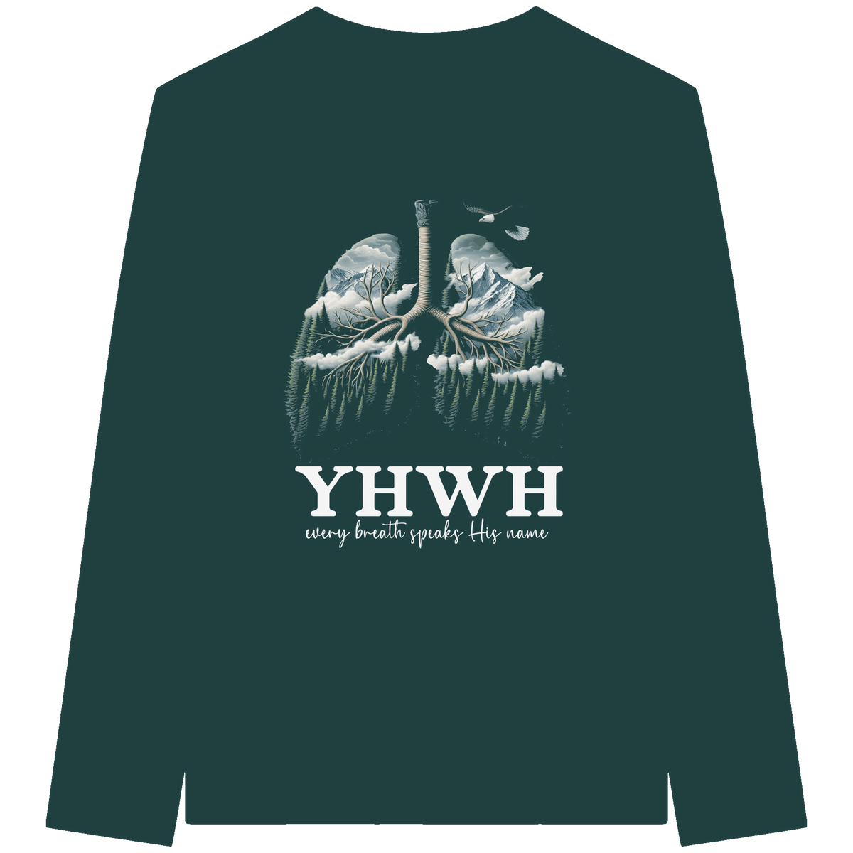 YHWH – Every Breath Speaks His Name | Atem des Lebens | Christliches Design - Organic Longsleeve T-Shirt - Unisex-Shirts - Glazed Green - GfoitMa