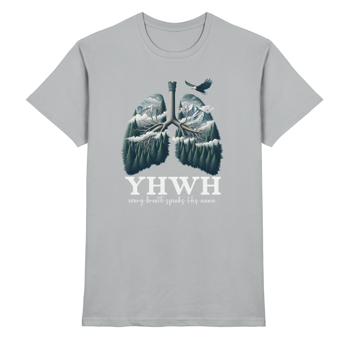 YHWH – Every Breath Speaks His Name | Atem des Lebens | Christliches Design - Premium Shirt - Unisex-Shirts - Pacific Grey - GfoitMa