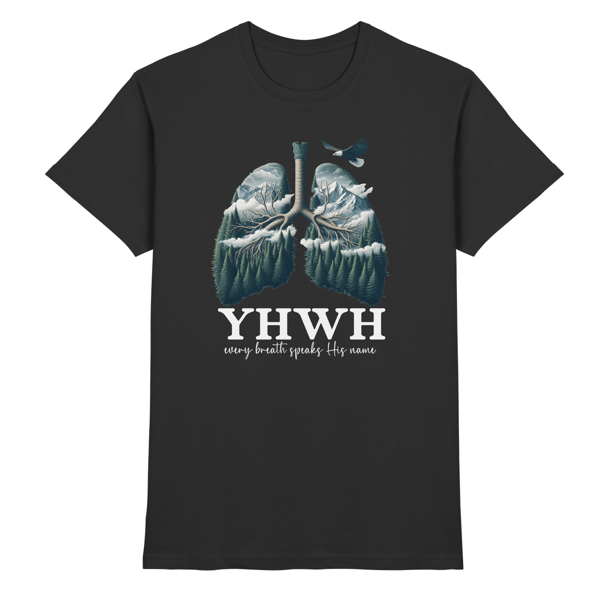 YHWH – Every Breath Speaks His Name | Atem des Lebens | Christliches Design - Premium Shirt - Unisex-Shirts - Black - GfoitMa