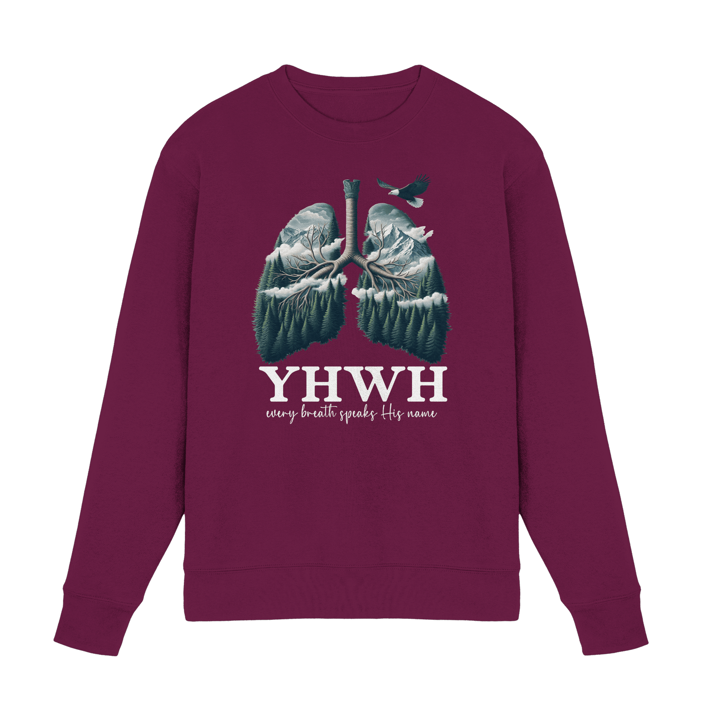 YHWH – Every Breath Speaks His Name | Atem des Lebens | Christliches Design - Premium Sweatshirt - Sweatshirts - Burgund - GfoitMa