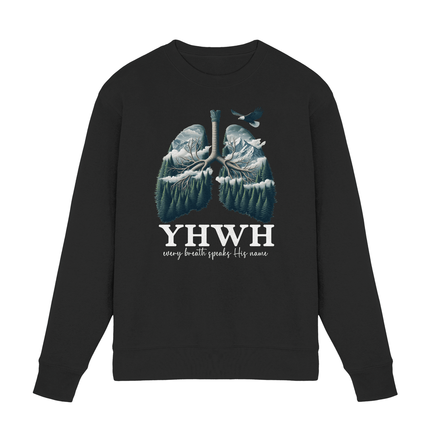 YHWH – Every Breath Speaks His Name | Atem des Lebens | Christliches Design - Premium Sweatshirt - Sweatshirts - Black - GfoitMa