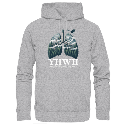 YHWH – Every Breath Speaks His Name | Atem des Lebens | Christliches Design - Premium Unisex Hoodie - Hoodies - Heather Grey (meliert) - GfoitMa